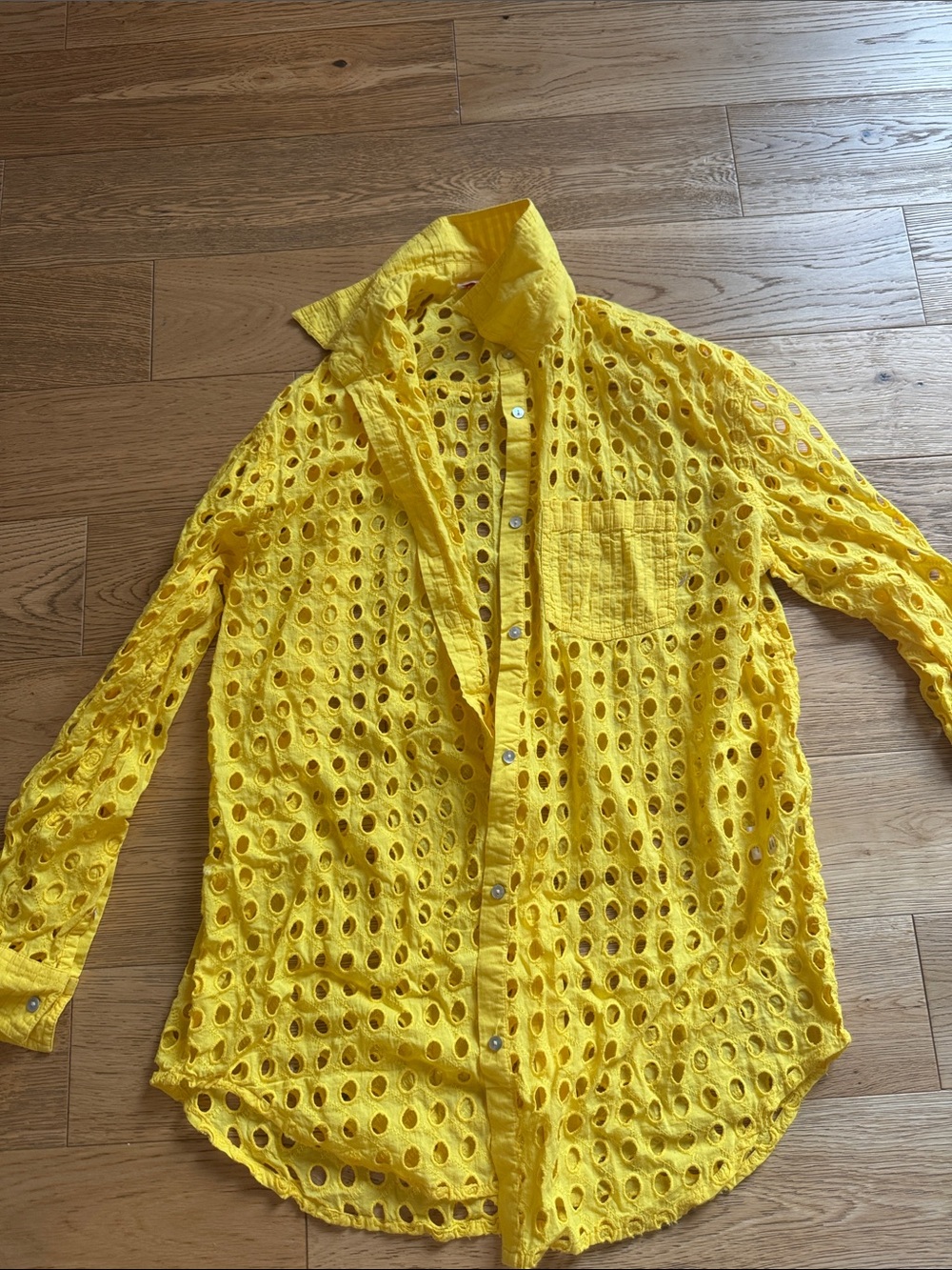 SOLID & STRIPED Yellow Men's Eyelet Button-Down Shirt